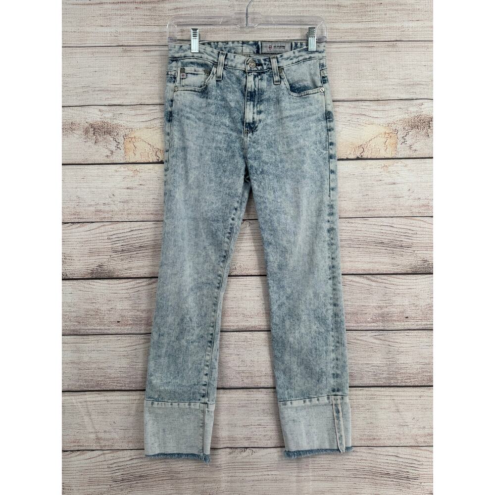 Ag Adriano Goldschmied Isabelle High Rise Straight Jeans Women 27 Acid Wash Blue